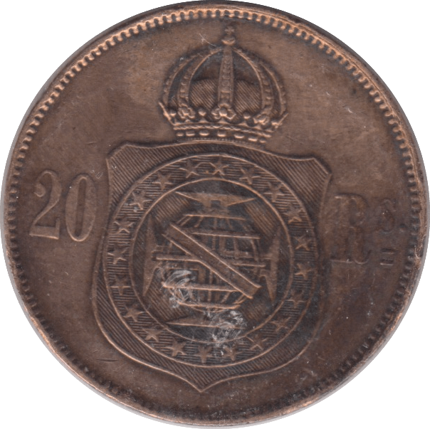 1869 20 REIS BRAZIL - WORLD COINS - Cambridgeshire Coins