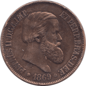 1869 20 REIS BRAZIL - WORLD COINS - Cambridgeshire Coins