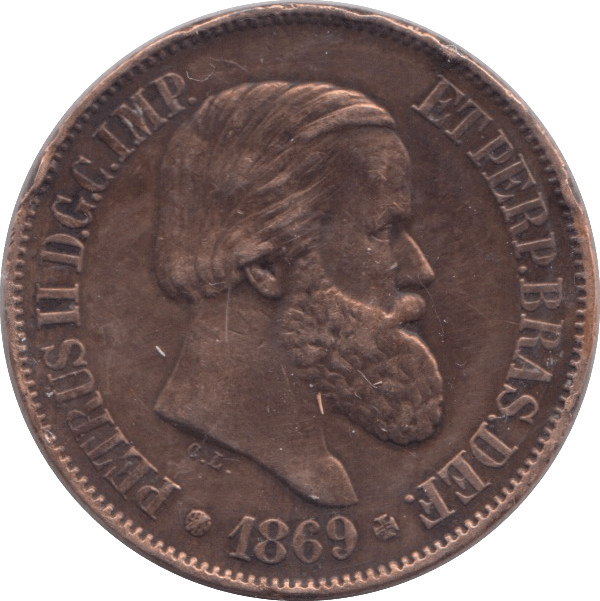 1869 20 REIS BRAZIL - WORLD COINS - Cambridgeshire Coins