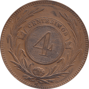 1869 4 CENTESIMOS URUGARY - WORLD COINS - Cambridgeshire Coins