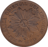 1869 4 CENTESIMOS URUGARY - WORLD COINS - Cambridgeshire Coins