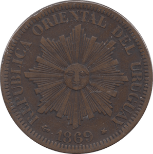 1869 4 CENTIMOS URUGUAY - WORLD COINS - Cambridgeshire Coins