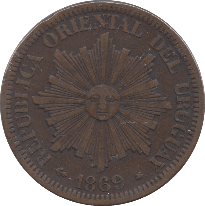 1869 4 CENTIMOS URUGUAY - WORLD COINS - Cambridgeshire Coins