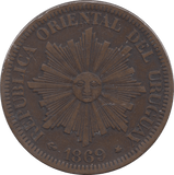 1869 4 CENTIMOS URUGUAY - WORLD COINS - Cambridgeshire Coins