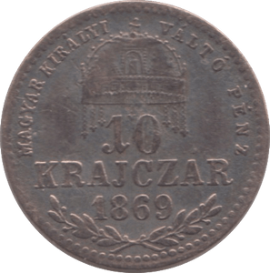 1869 AUSTRIA-HUNGARY SILVER 10 10 KRAJCZAR - WORLD COINS - Cambridgeshire Coins