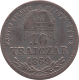 1869 AUSTRIA-HUNGARY SILVER 10 10 KRAJCZAR - WORLD COINS - Cambridgeshire Coins