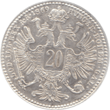 1869 AUSTRIA SILVER 20 KREUZER - SILVER WORLD COINS - Cambridgeshire Coins