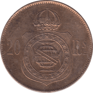 1869 BRAZIL 20 REIS - WORLD COINS - Cambridgeshire Coins