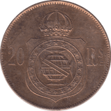 1869 BRAZIL 20 REIS - WORLD COINS - Cambridgeshire Coins