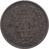 1869 FOURPENCE ( GVF ) - Fourpence - Cambridgeshire Coins