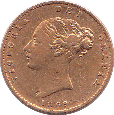 1869 GOLD HALF SOVEREIGN ( GF ) - Half Sovereign - Cambridgeshire Coins