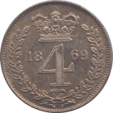 1869 MAUNDY FOURPENCE ( BU ) - Maundy Coins - Cambridgeshire Coins