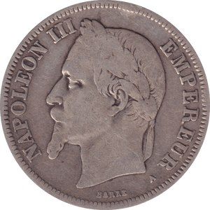 1869 SILVER 2 FRANCS FRANCE - SILVER WORLD COINS - Cambridgeshire Coins