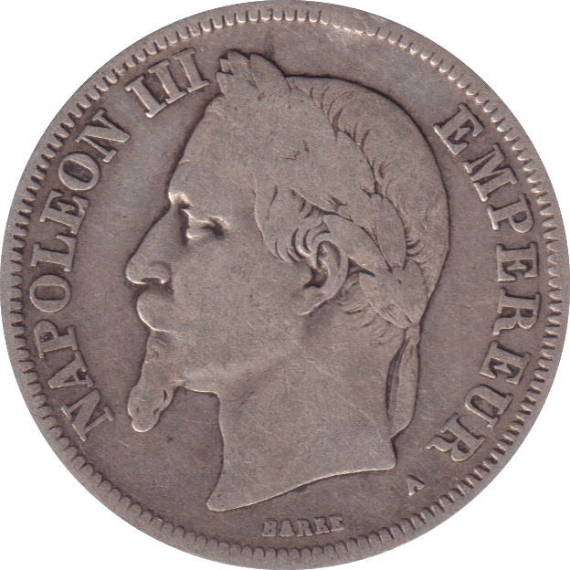 1869 SILVER 2 FRANCS FRANCE - SILVER WORLD COINS - Cambridgeshire Coins