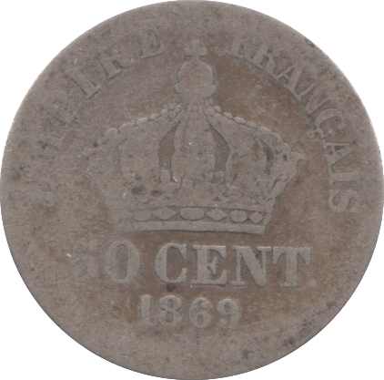 1869 SILVER FIFTY CENTS FRANCE - SILVER WORLD COINS - Cambridgeshire Coins