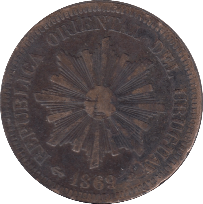 1869 URAGUAY 2 CENTESIMOS - WORLD SILVER COINS - Cambridgeshire Coins