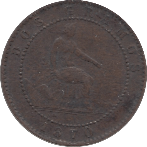1870 2 CENTIMOS SPAIN - WORLD COINS - Cambridgeshire Coins
