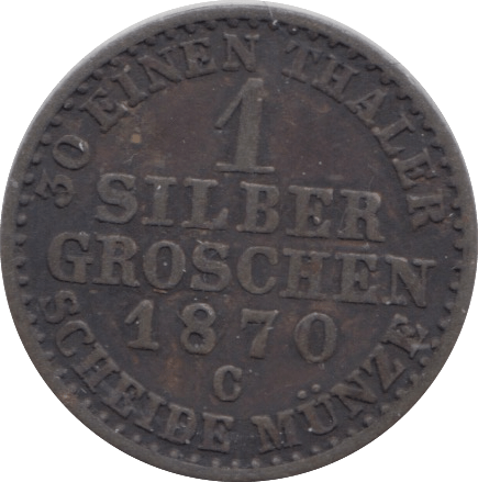 1870 PRUSSIA ONE SILBER - WORLD COINS - Cambridgeshire Coins