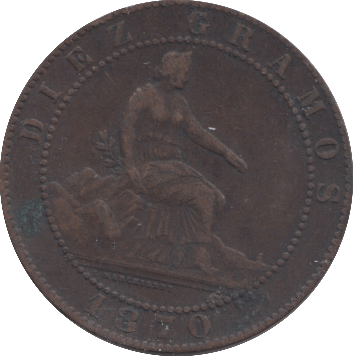 1870 SPAIN 10 CENTIMOS - WORLD COINS - Cambridgeshire Coins