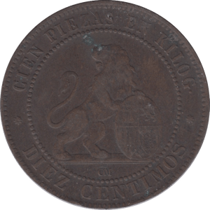 1870 SPAIN 10 CENTIMOS - WORLD COINS - Cambridgeshire Coins