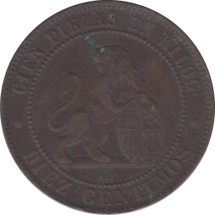 1870 SPAIN 10 CENTIMOS - WORLD COINS - Cambridgeshire Coins