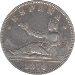 1870 SPAIN 2 PESETAS - WORLD COINS - Cambridgeshire Coins