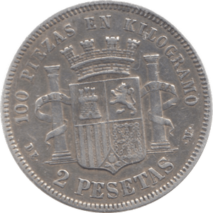 1870 SPAIN 2 PESETAS - WORLD COINS - Cambridgeshire Coins