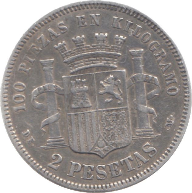 1870 SPAIN 2 PESETAS - WORLD COINS - Cambridgeshire Coins