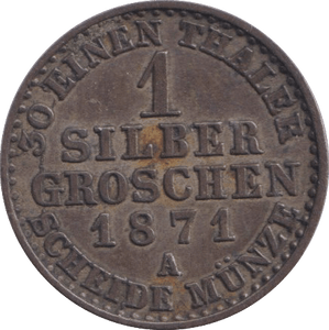 1871 1 GROSCHEN PRUSSIA - WORLD COINS - Cambridgeshire Coins