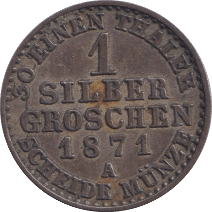 1871 1 GROSCHEN PRUSSIA - WORLD COINS - Cambridgeshire Coins