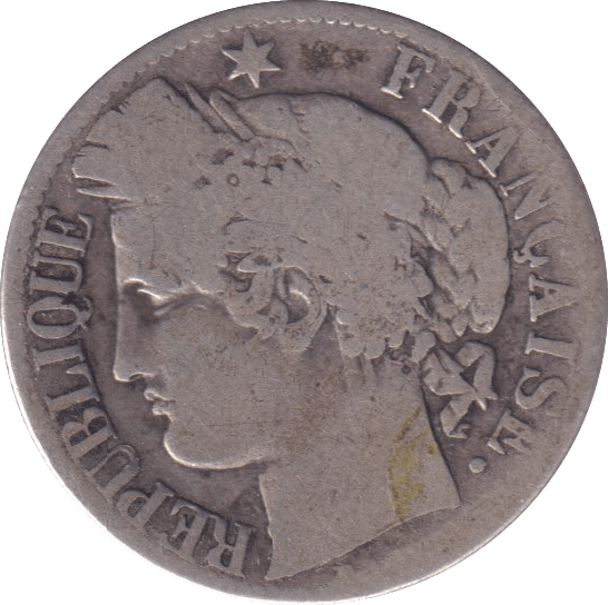 1871 SILVER 1 FRANC FRANCE - SILVER WORLD COINS - Cambridgeshire Coins