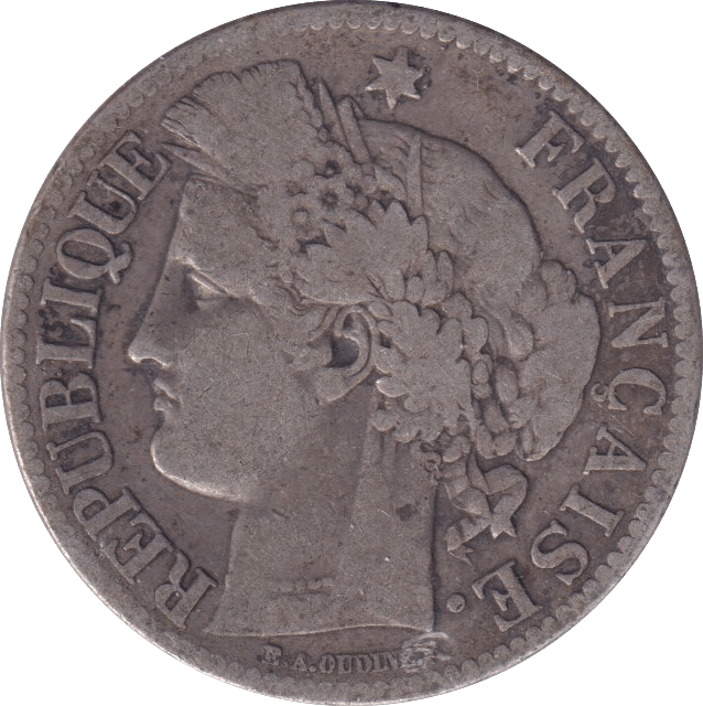 1871 SILVER 2 FRANC FRANCE - SILVER WORLD COINS - Cambridgeshire Coins