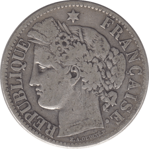 1871 SILVER 2 FRANCS FRANCE - SILVER WORLD COINS - Cambridgeshire Coins