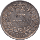 1871 SIXPENCE ( EF ) DIE 28 - Sixpence - Cambridgeshire Coins