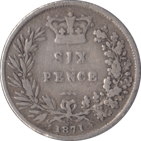 1871 SIXPENCE ( FINE ) DIE 20 - Sixpence - Cambridgeshire Coins