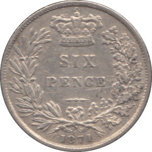 1871 SIXPENCE ( GVF ) DIE 19 - Sixpence - Cambridgeshire Coins