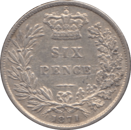 1871 SIXPENCE ( GVF ) DIE 19 - Sixpence - Cambridgeshire Coins