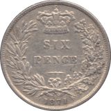 1871 SIXPENCE ( GVF ) DIE 19 - Sixpence - Cambridgeshire Coins