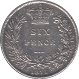 1871 SIXPENCE ( GVF ) DIE 8 - Sixpence - Cambridgeshire Coins