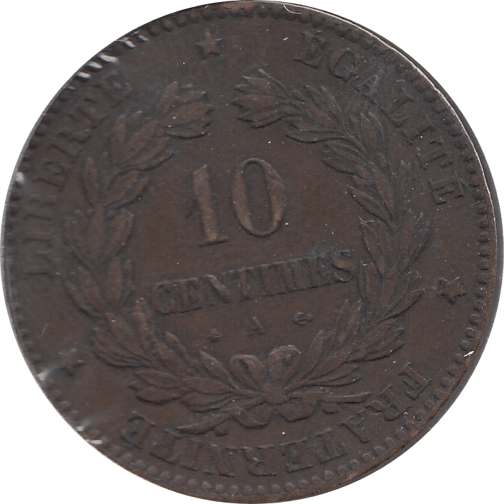 1872 FRANCE 10 CENTIMES - WORLD COINS - Cambridgeshire Coins