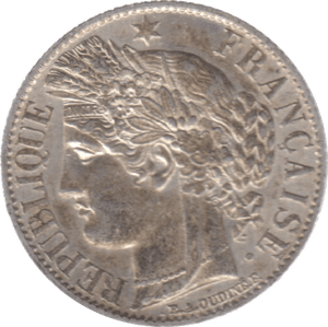 1872 FRANCE SILVER ONE FRANC - SILVER WORLD COINS - Cambridgeshire Coins