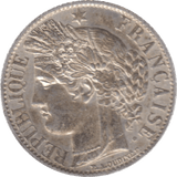 1872 FRANCE SILVER ONE FRANC - SILVER WORLD COINS - Cambridgeshire Coins