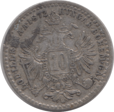 1872 SILVER AUSTRIA 10 KREUZER - WORLD COINS - Cambridgeshire Coins