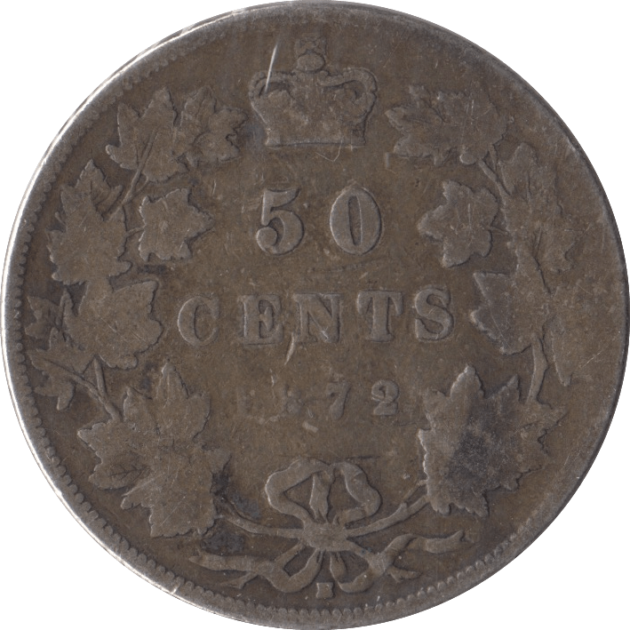 1872 SILVER FIFTY CENTS CANADA - SILVER WORLD COINS - Cambridgeshire Coins