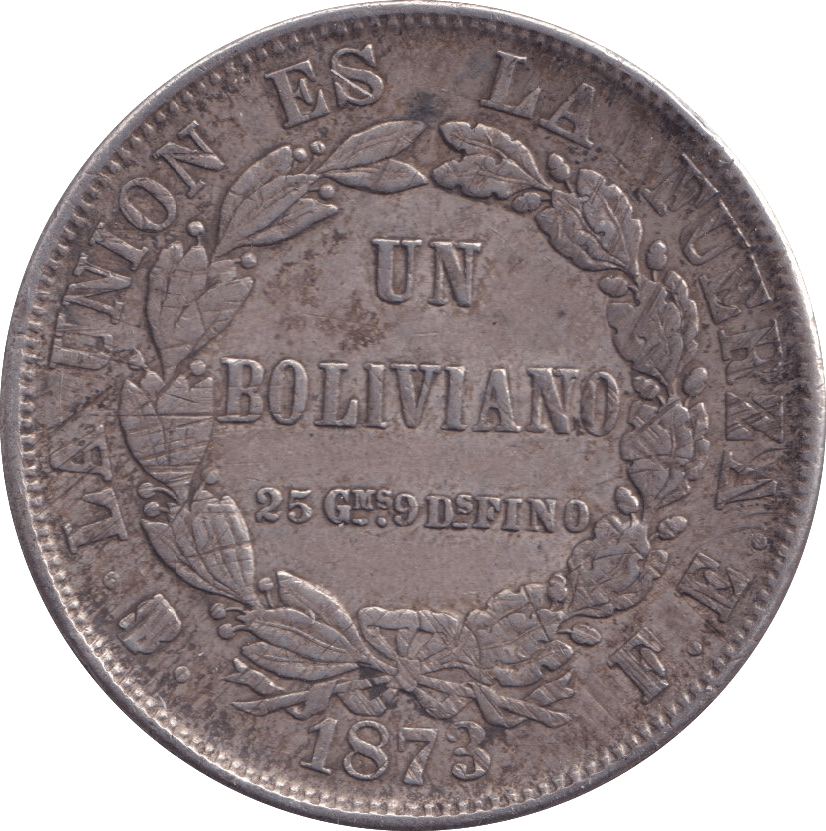 1873 1 BOLIVIANO BOLIVIA - WORLD COINS - Cambridgeshire Coins