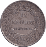 1873 1 BOLIVIANO BOLIVIA - WORLD COINS - Cambridgeshire Coins