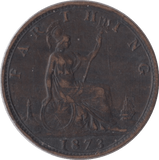1873 FARTHING ( GVF ) - Farthing - Cambridgeshire Coins
