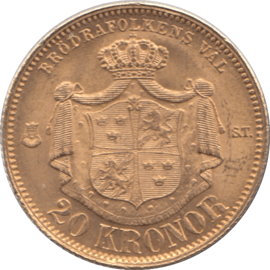 1873 GOLD 20 KRONER SWEDEN - Gold World Coins - Cambridgeshire Coins