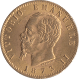 1873 GOLD 20 LIRA ITALY - Gold World Coins - Cambridgeshire Coins