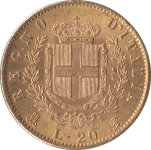 1873 GOLD 20 LIRA ITALY - Gold World Coins - Cambridgeshire Coins